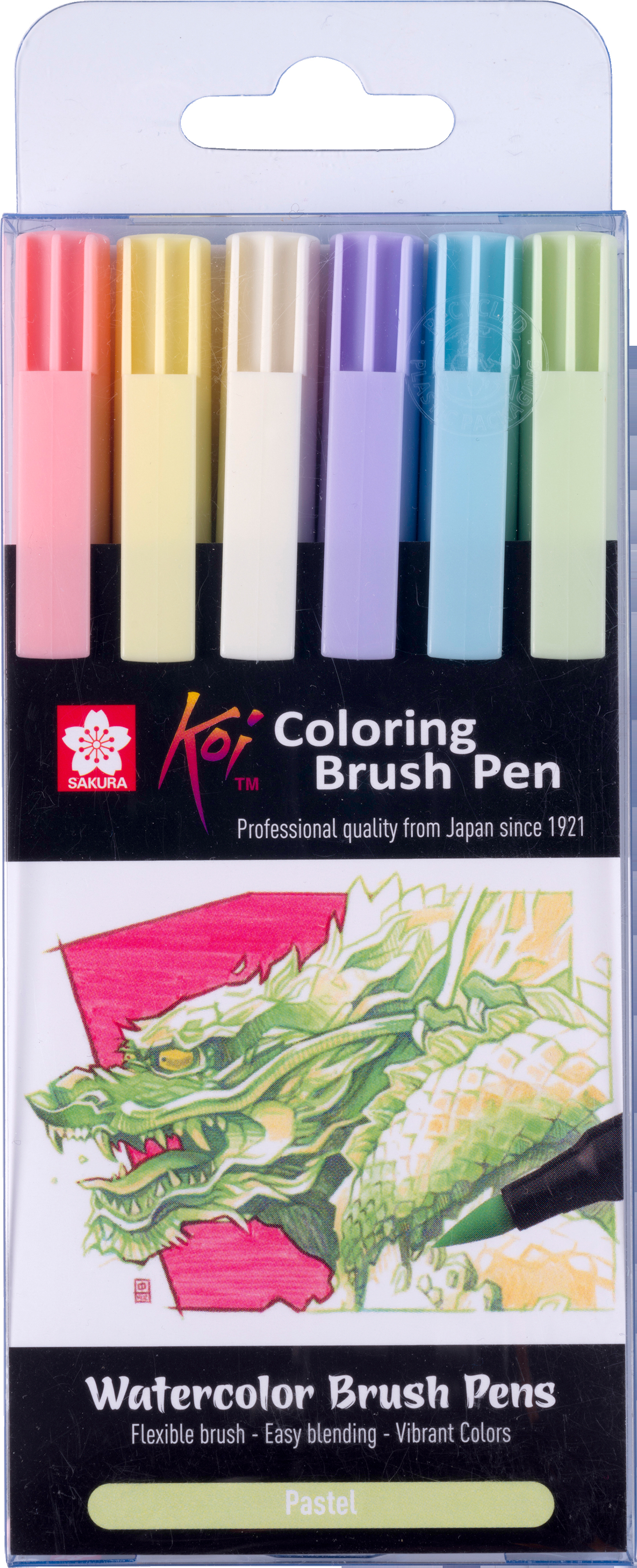 photo SAKURA Brush Pen Koi POXBR6G Set Pastel 6 pièces