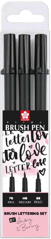 SAKURA Pigma Brush Pen Set May&Berry POXFVKBP349S Fine/Medium/Bold 3 pcs.