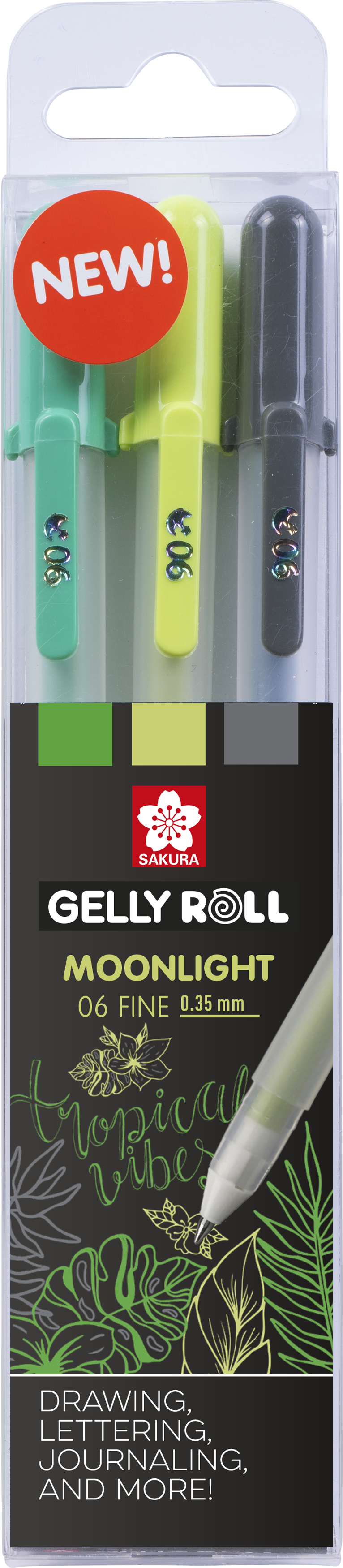 photo SAKURA Gelly Roll 0.35mm POXPGBMOO3G Moonlight Botanic 3 pièces