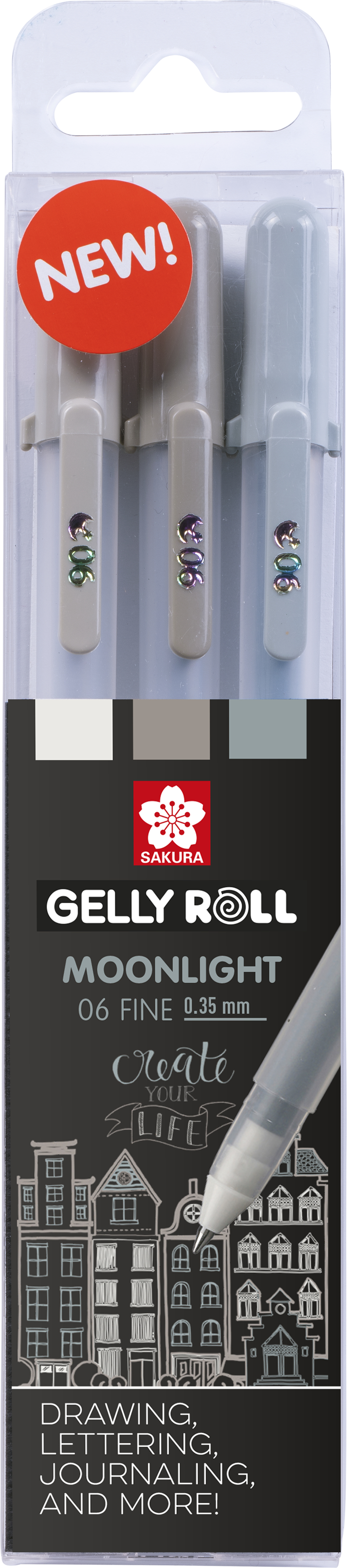 photo SAKURA Gelly Roll 0.35mm POXPGBMOO3H Moonlight Urban 3 pièces