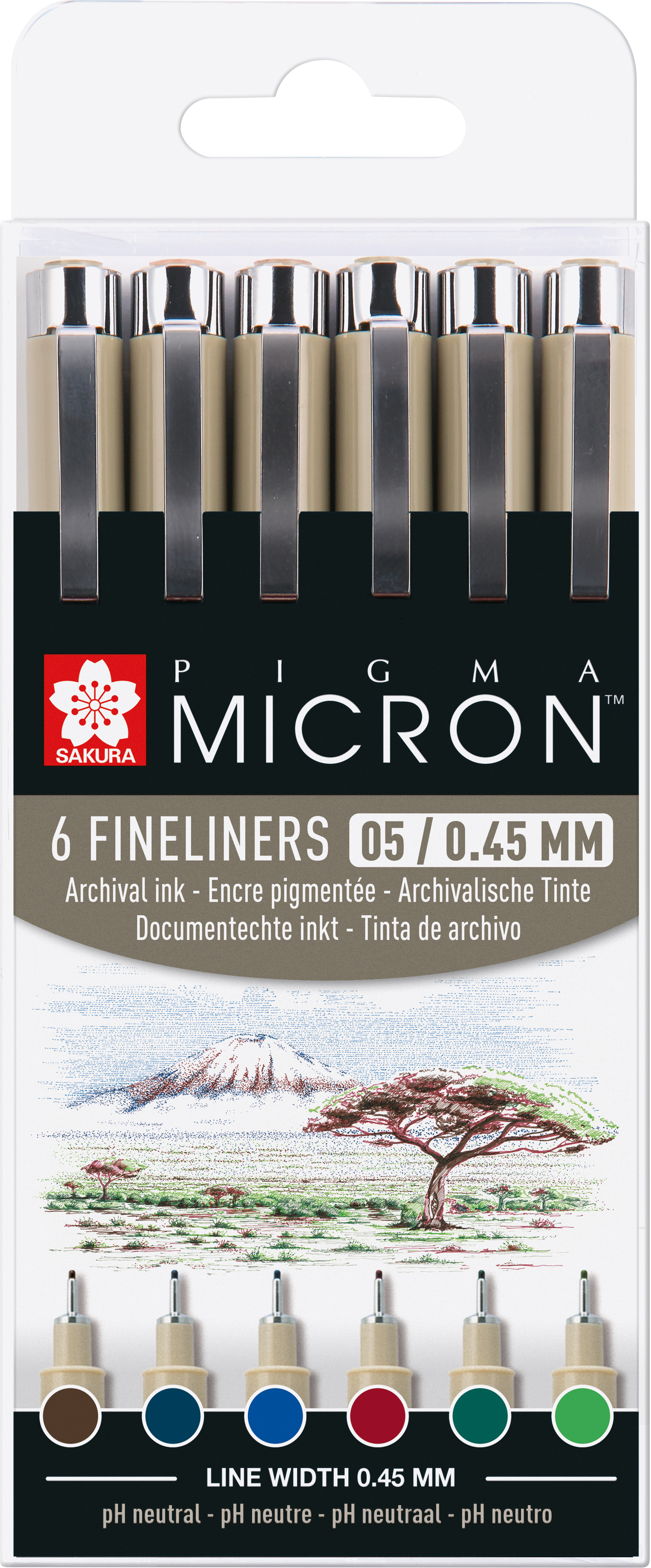 SAKURA Pigma Micron 05 Set 0.45mm POXSDK056B Tons de terre 6 pièces