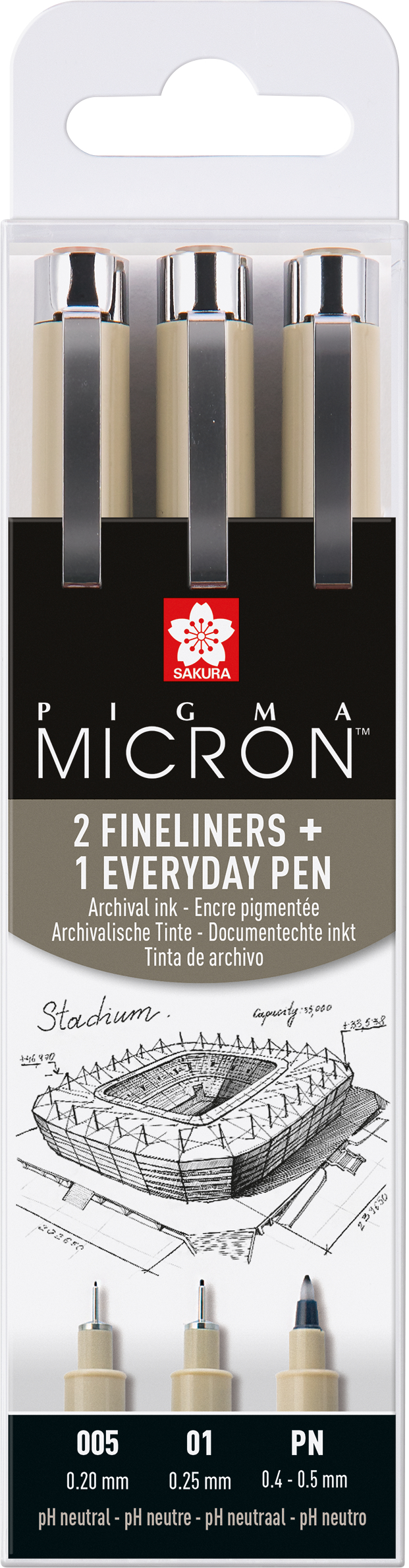 SAKURA Pigma Micron Set POXSDK3UR 0,2/0,25mm/PN 3 pcs.