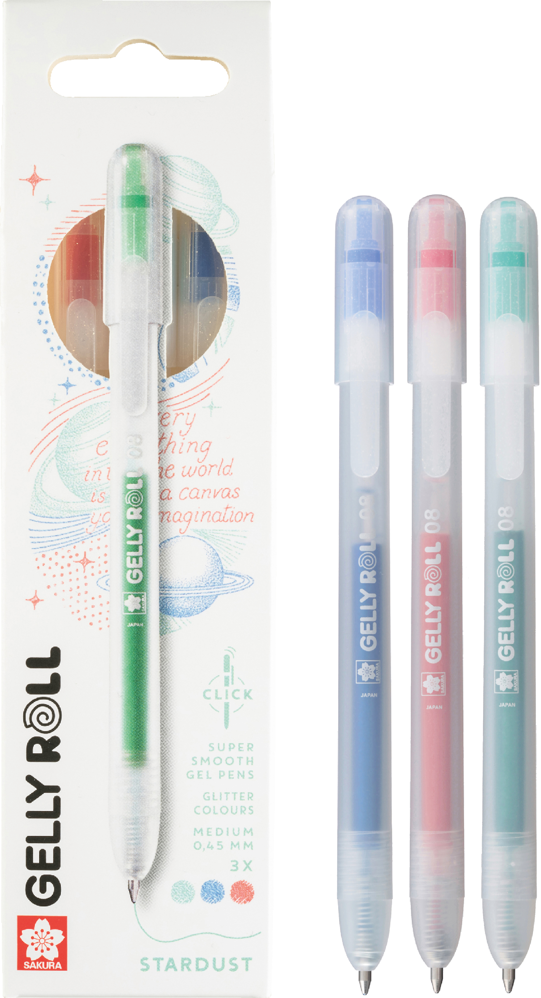 photo SAKURA Gelly Roll 0.8mm PXGBRASTA3A Stardust, ass. 3 pièces