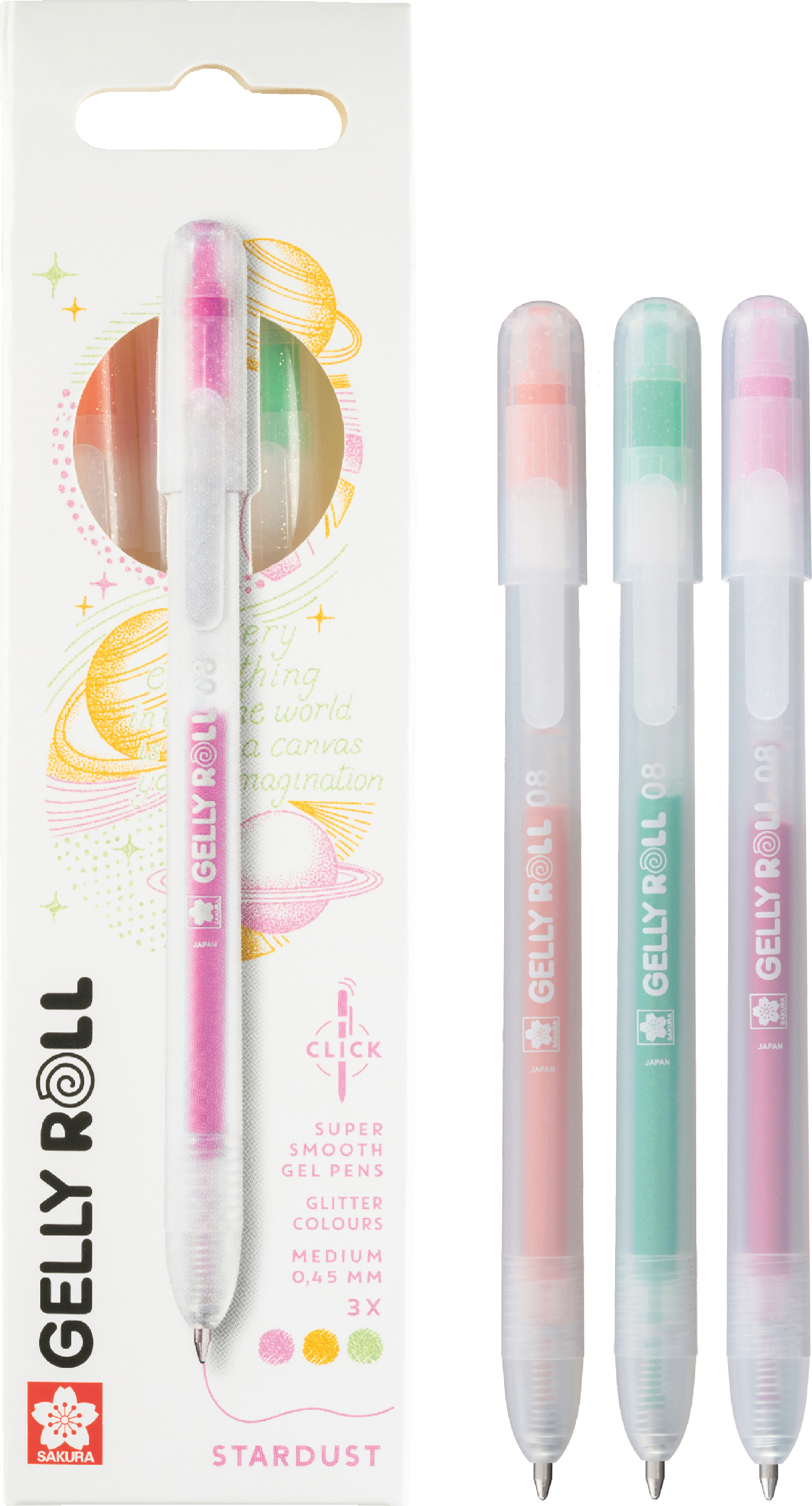 photo SAKURA Gelly Roll 0.8mm PXGBRASTA3B Stardust, ass. 3 pièces