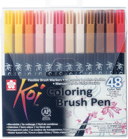 SAKURA Brush Pen Koi Colouring Set XBR48A assortis 48 pièces