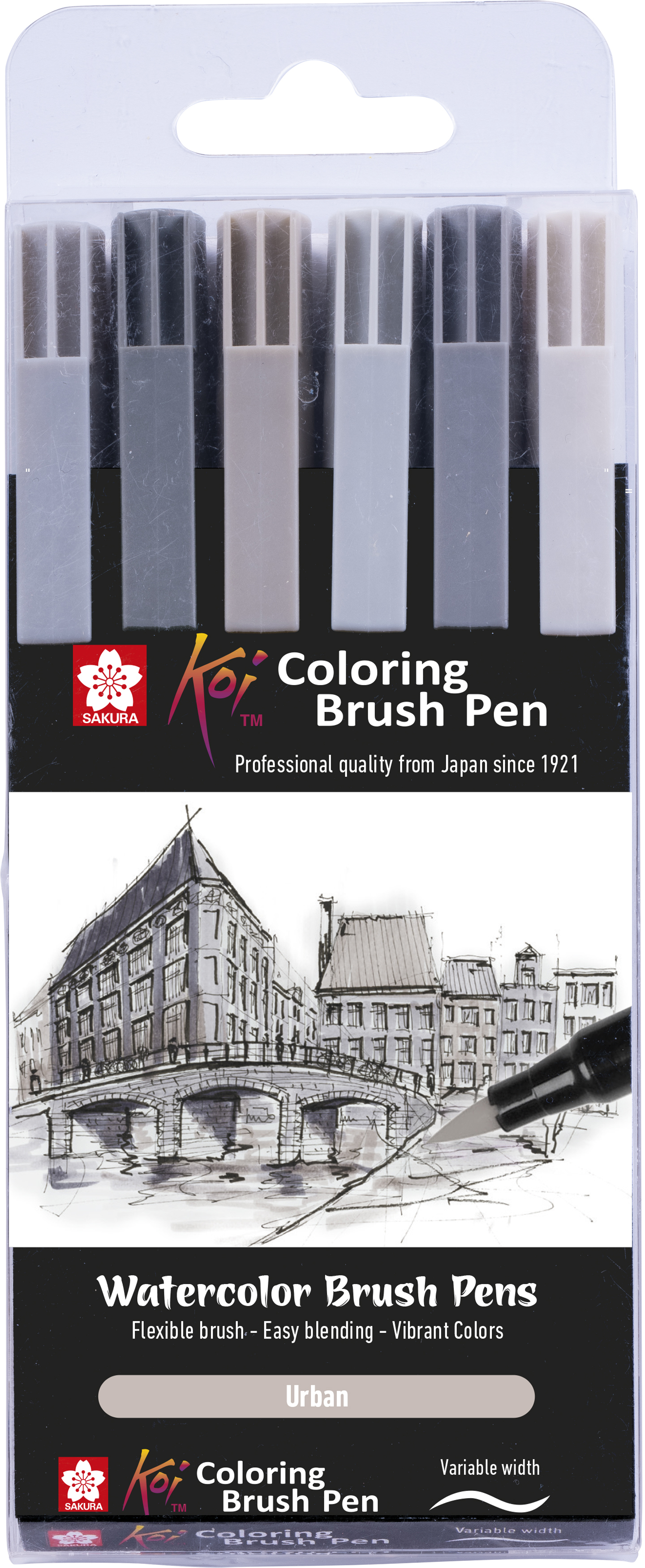 SAKURA Brush Pen Koi Colouring Set XBR6A Urban 6 pièces