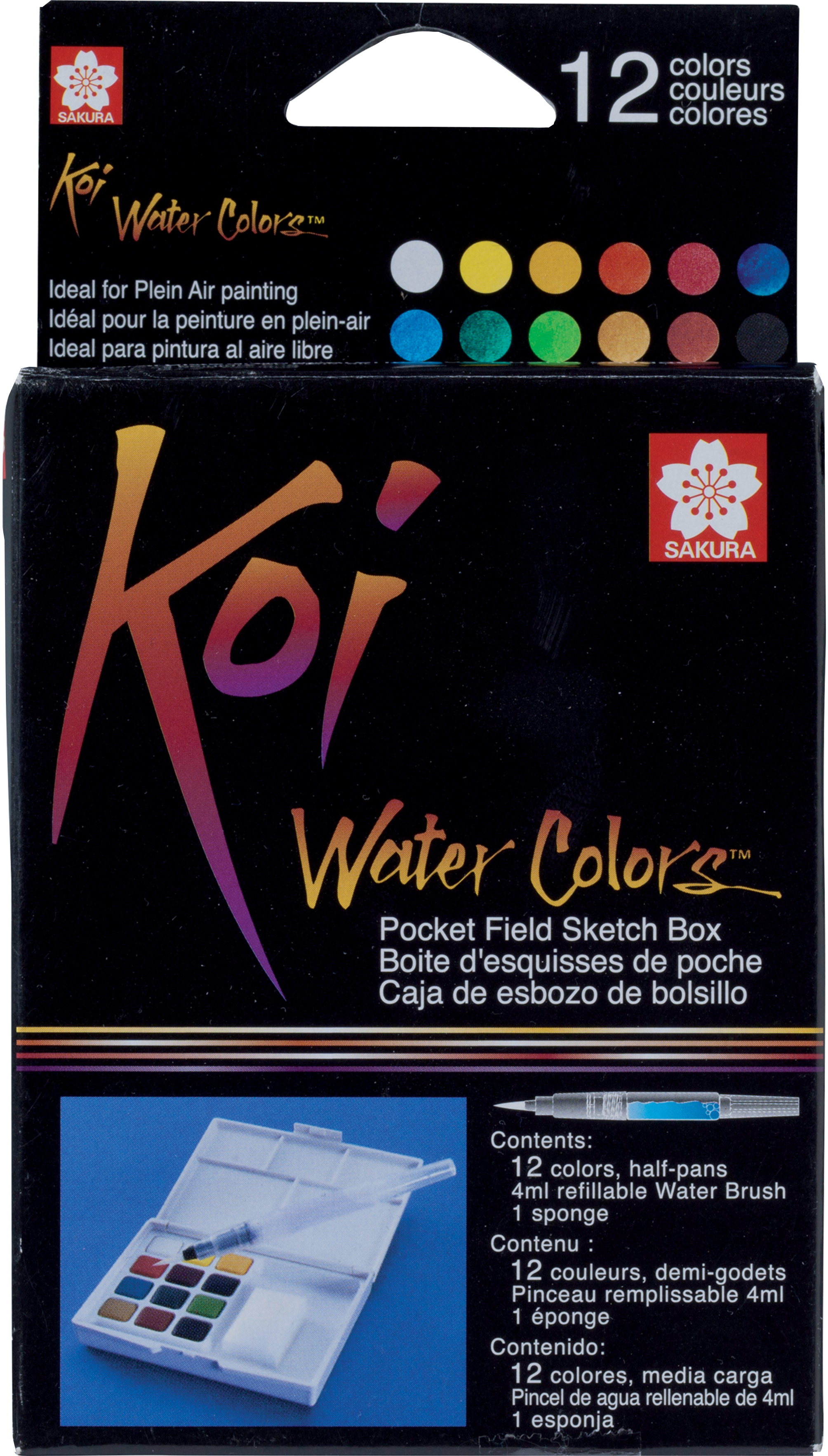 SAKURA Aquarelle Koi Pocket Field XNCW12H Sketchbox 12 couleurs