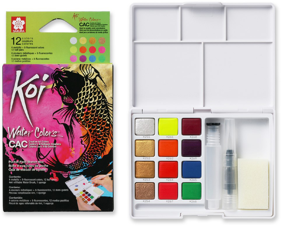 SAKURA Aquarelle Koi Pocket Field XNCW12MH Creative Art 12 couleurs