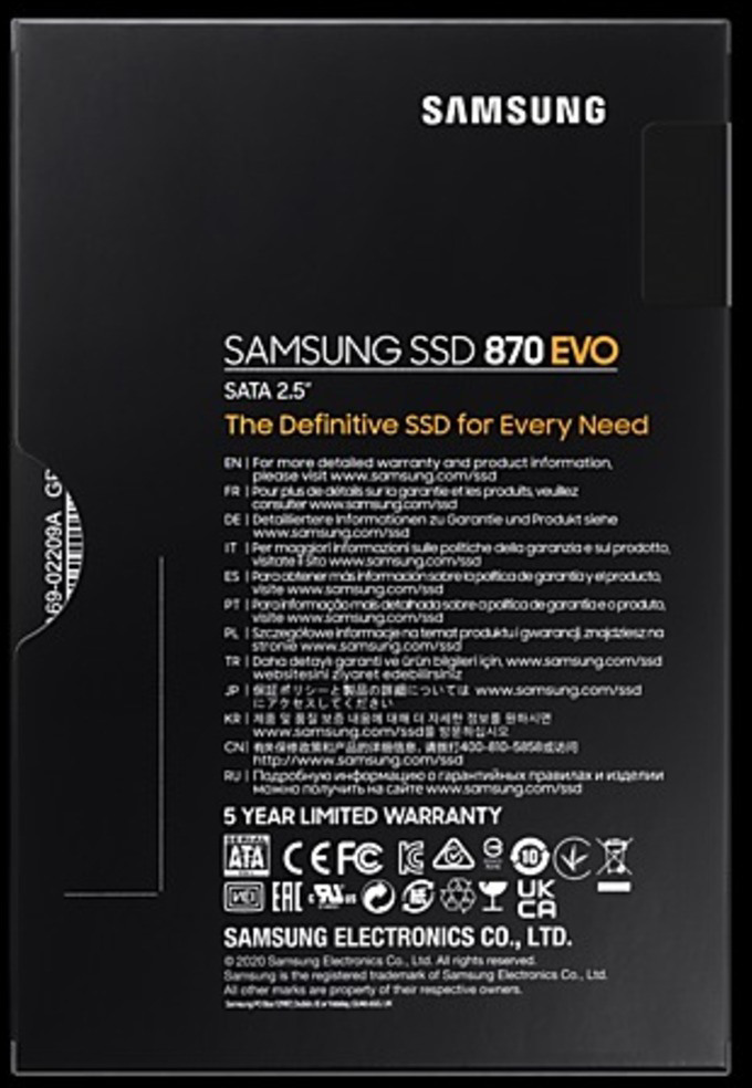 SAMSUNG MEMORY SSD 870 Evo Series 2TB MZ-77E2T0B/EU SATA III 2.5 V-NAND Basic