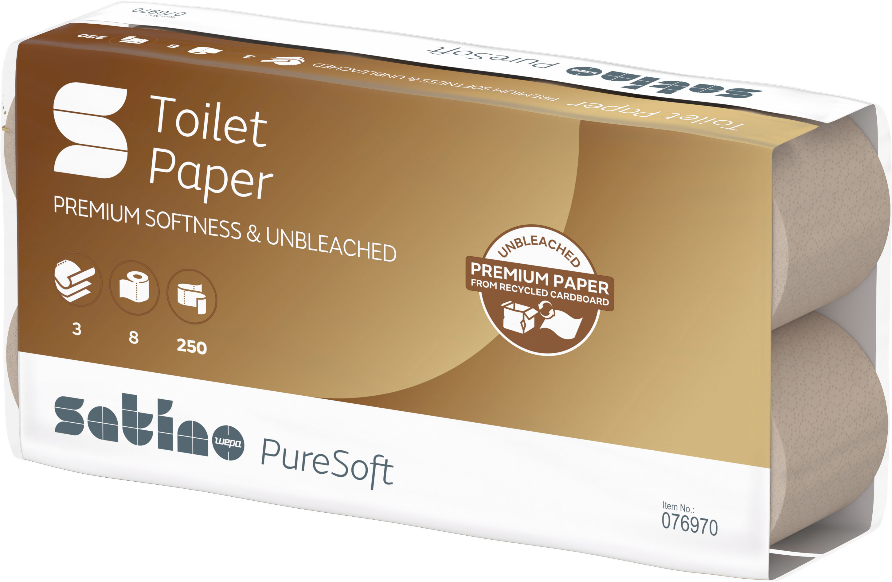 SATINO Papier de toilette Puresoft 628528 3 plis, 8 roul. à 250 flls. 3 plis, 8 roul. à 250 flls.