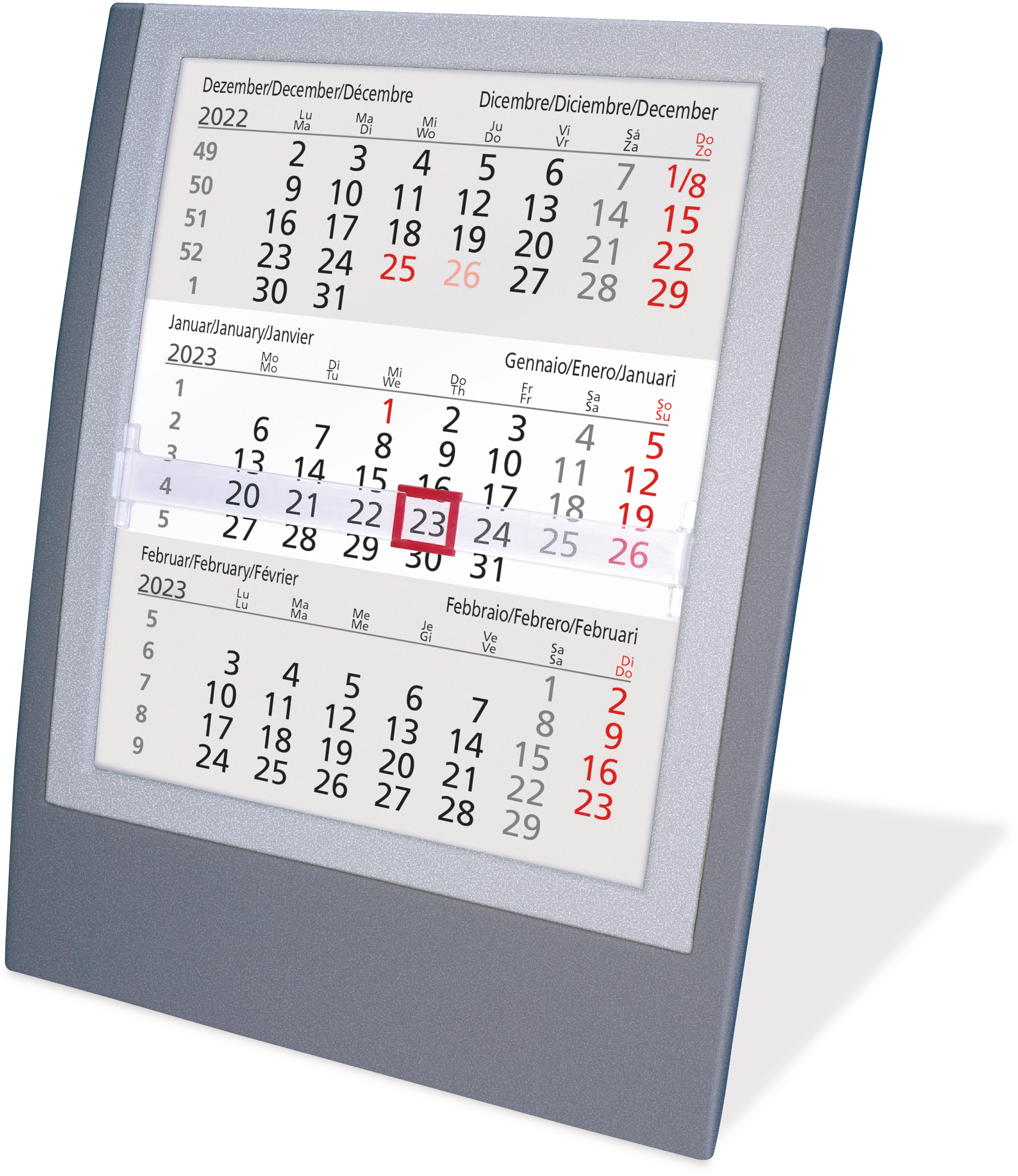 Tischkalender 3-Mt. 5039-AS d/e/f/i/sp/nl 13x17,5cm, 2021