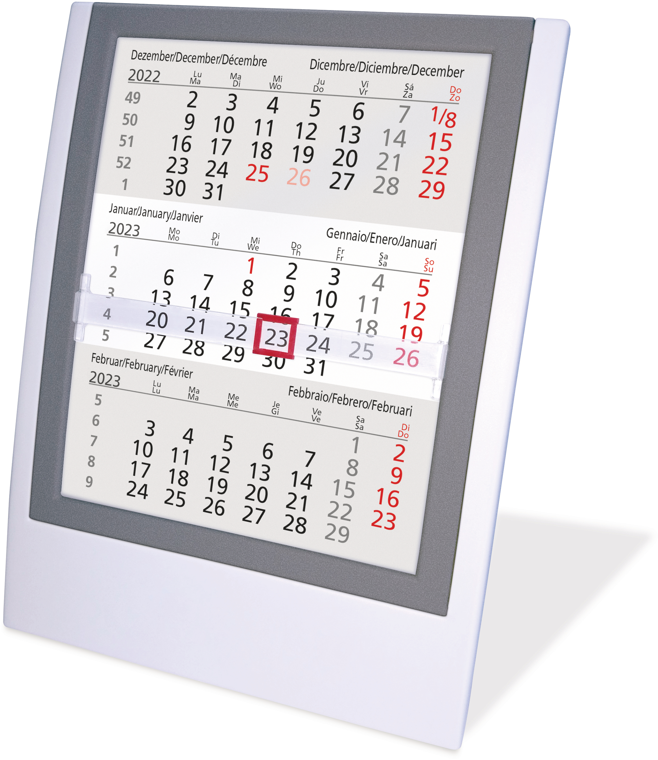 Tischkalender 3-Mt. anthrazit 5039-WA d/e/f/i/sp/nl 13x17,5cm 2021