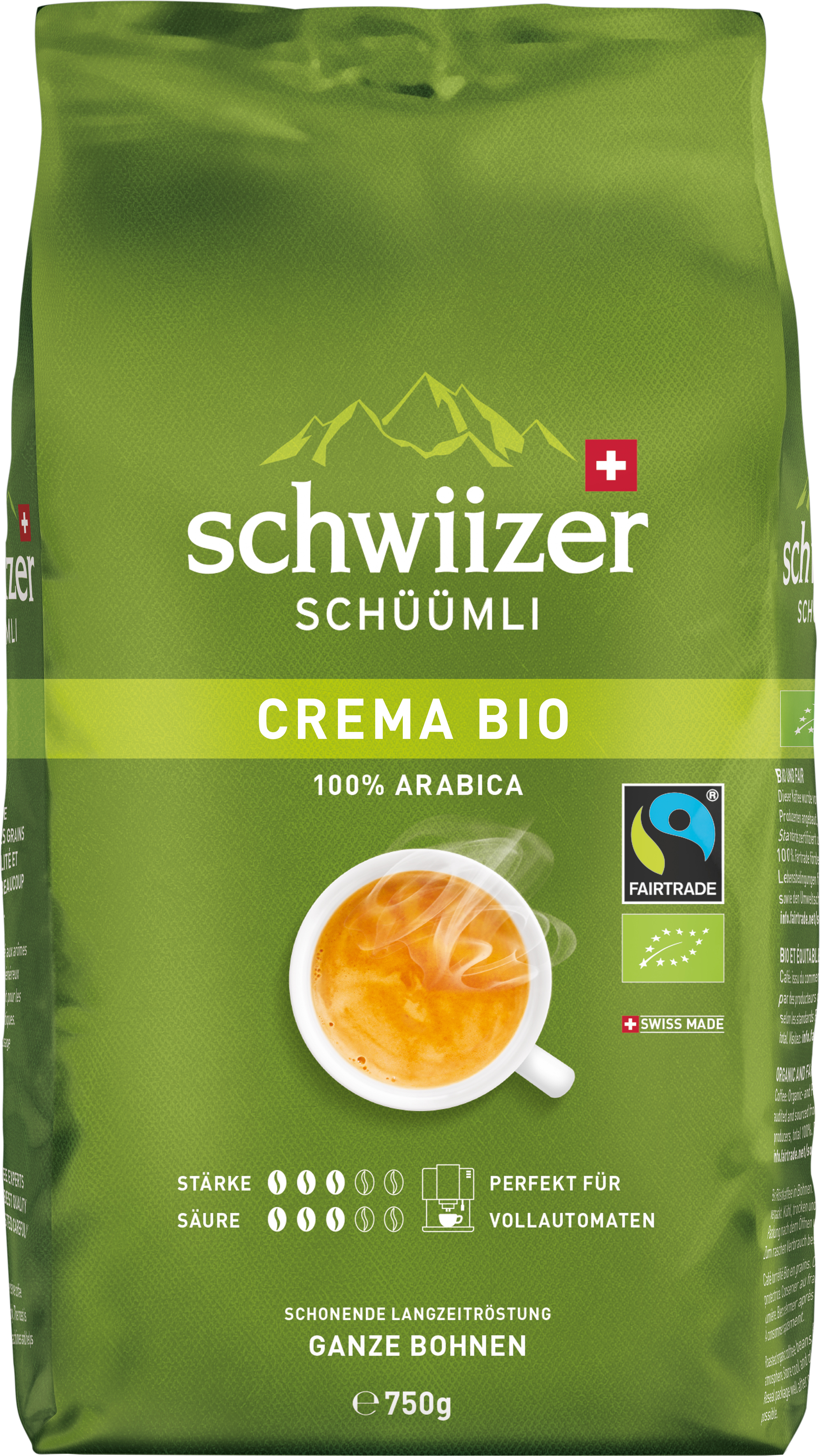SCHWIIZER Schüümli Bio-Crema 750g 11012084 Café en grains