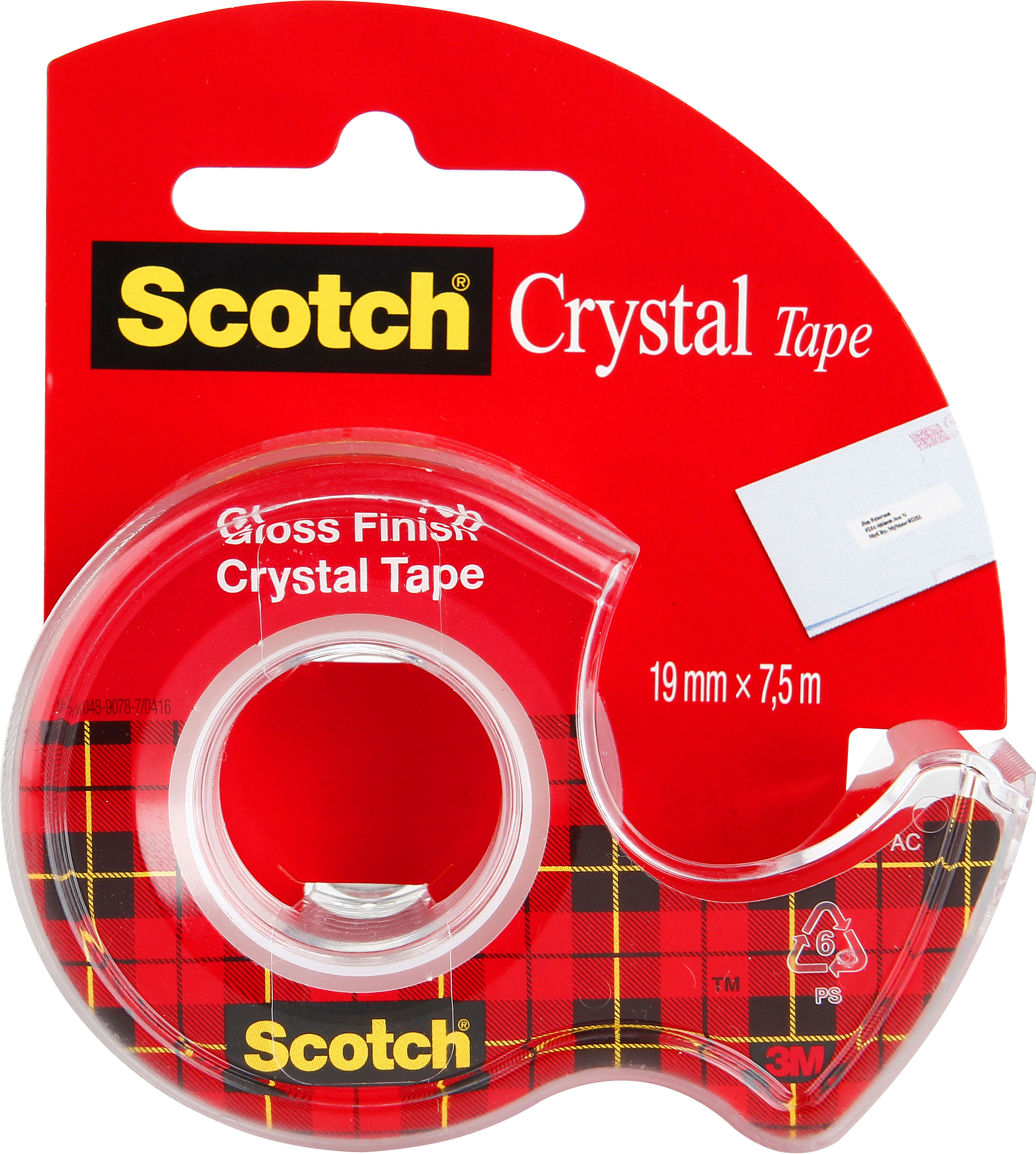 SCOTCH Crystal Tape 19mmx7.5m 6-1975D transp. cristal, sur dérouleur