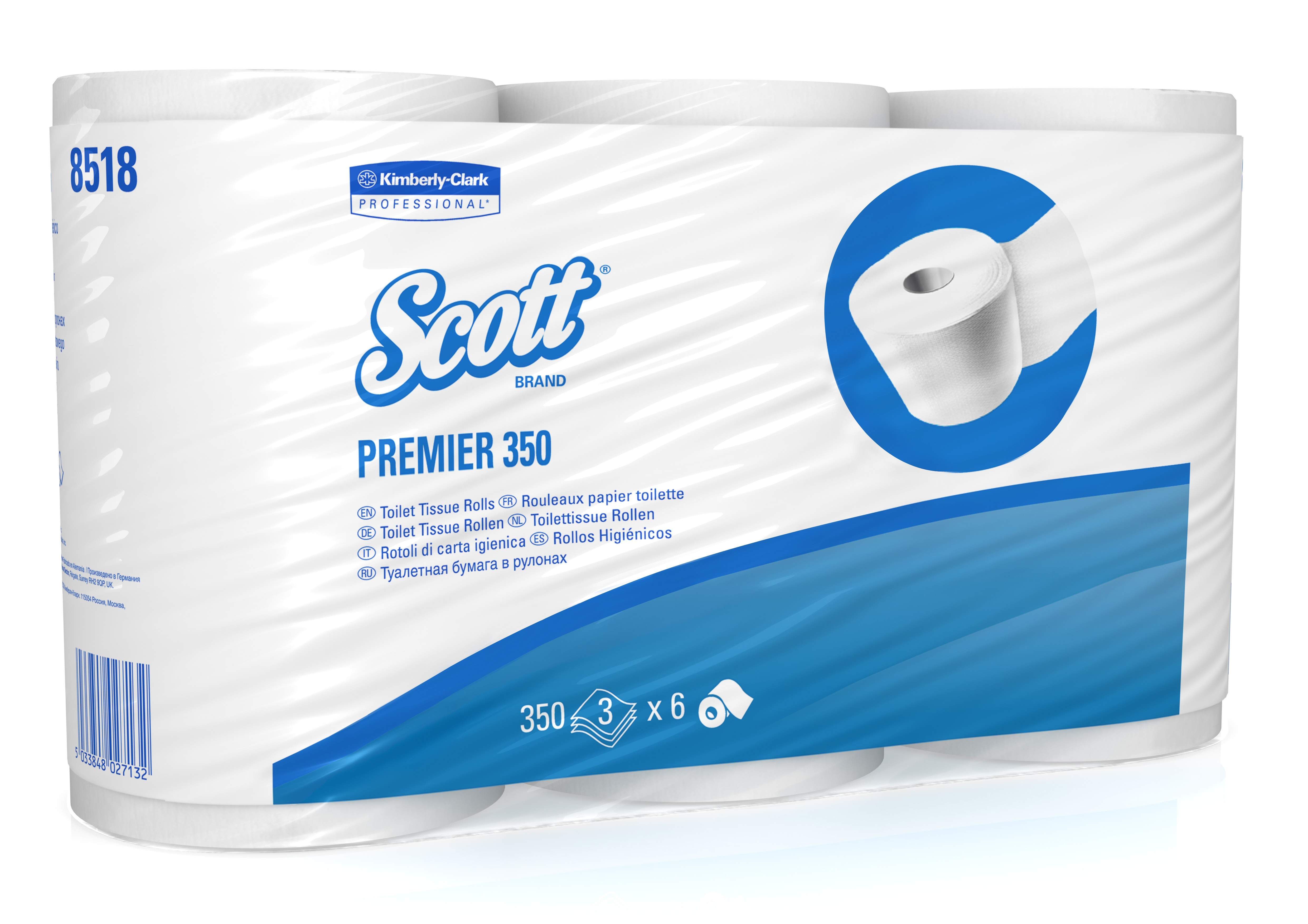 SCOTT Papier-toilette blanc 18518 350 flls., 3-lagig 6 pcs.