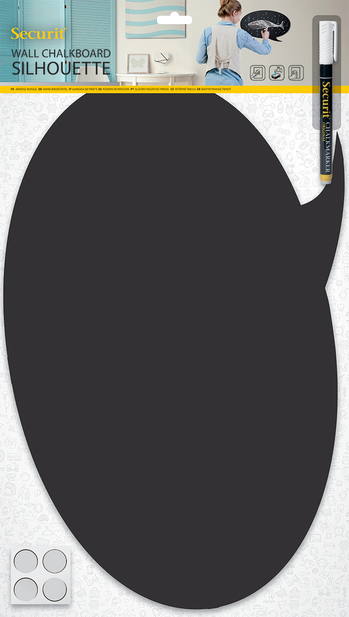 SECURIT Tableau Craie BUBBLE FB-BUBBLE noir 27.3x47x0.3cm