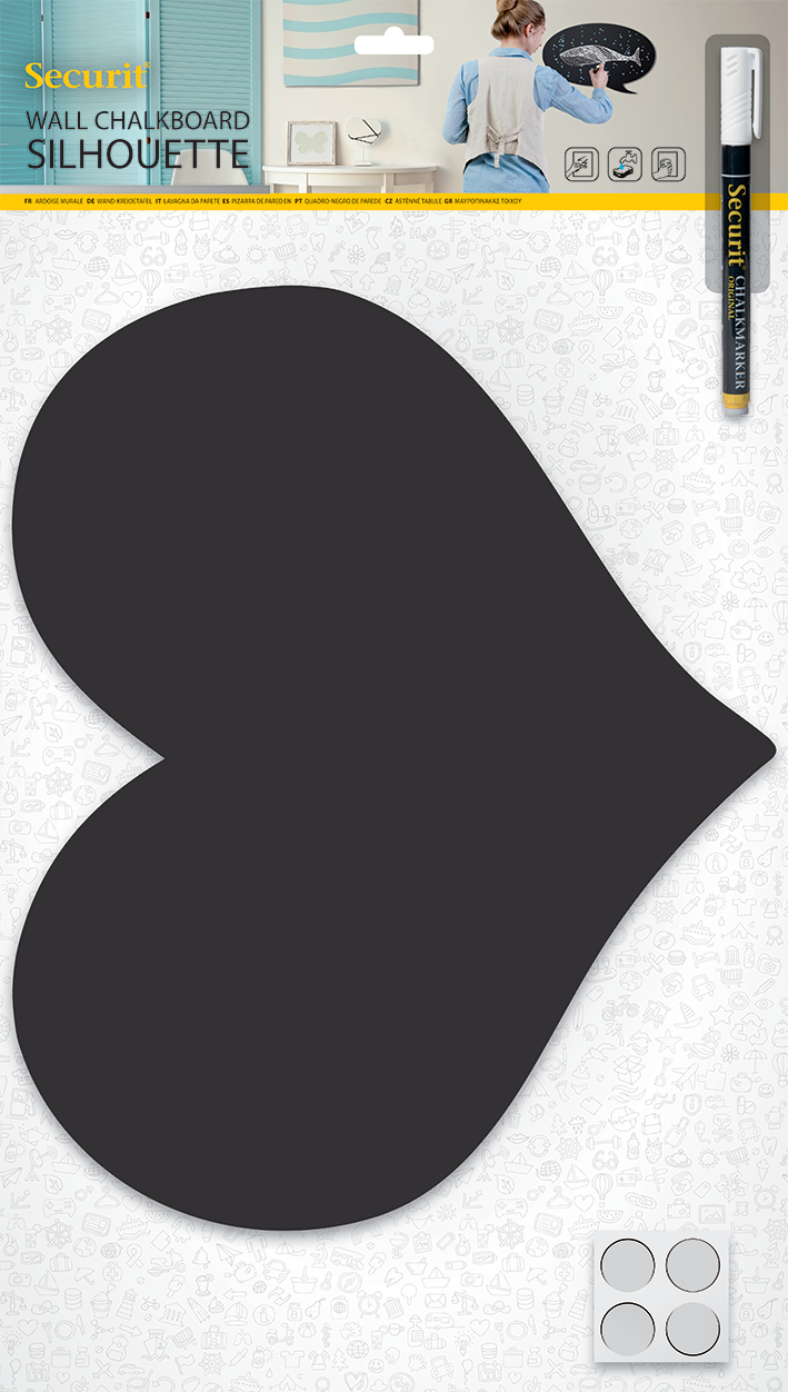 SECURIT Tableau Craie HEART FB-HEART noir 30x36x0.3cm noir 30x36x0.3cm