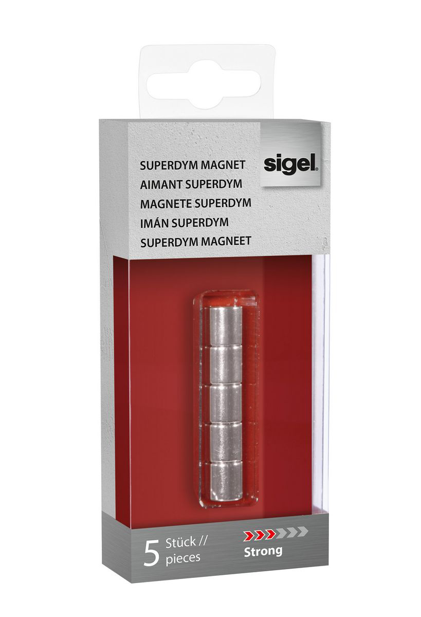 SIGEL Superdym Aimant 10mm BA700 stark argent, 5 pcs.