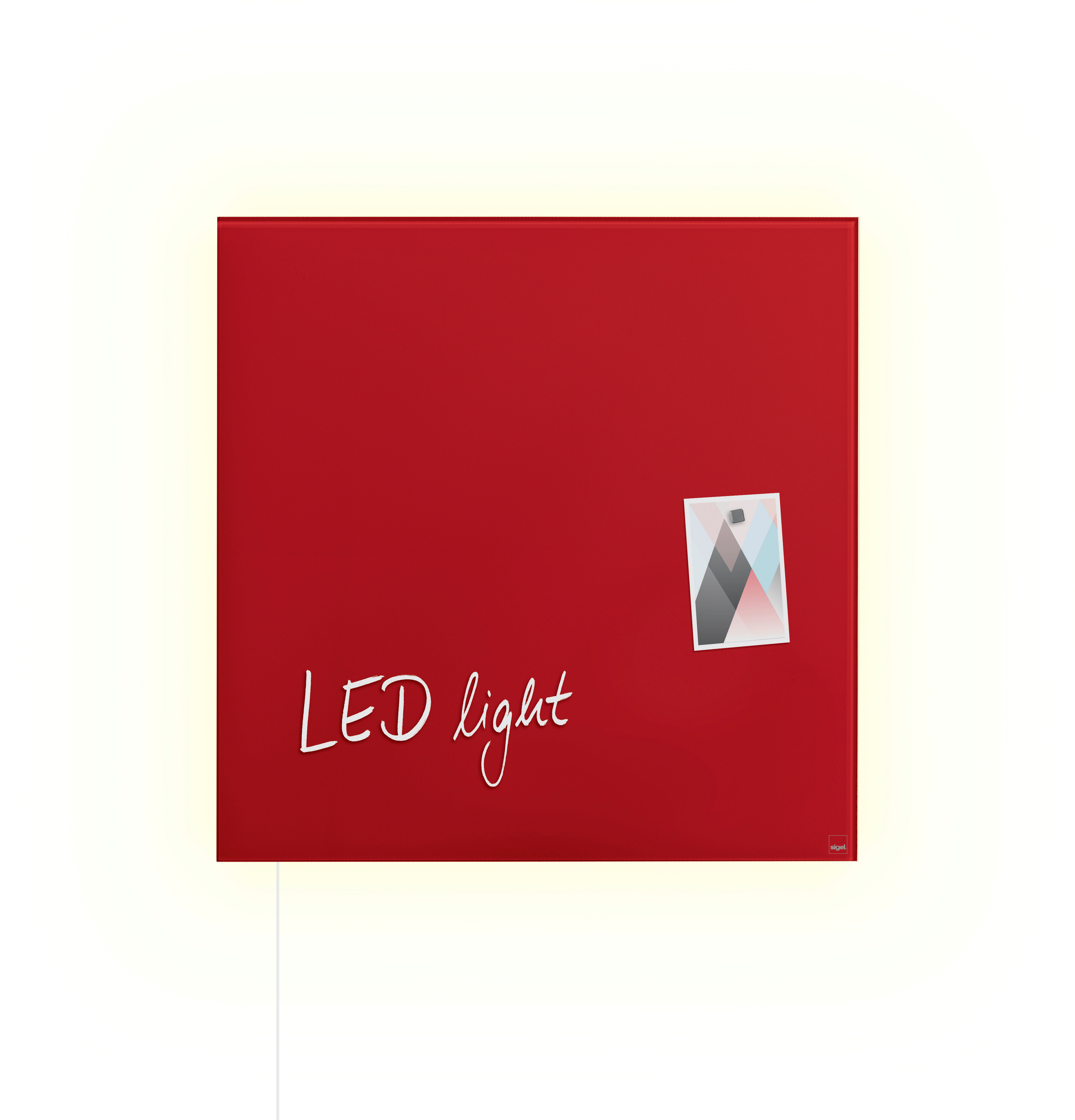 SIGEL Glass Magnetboard LED GL402 rouge 480x480x15mm