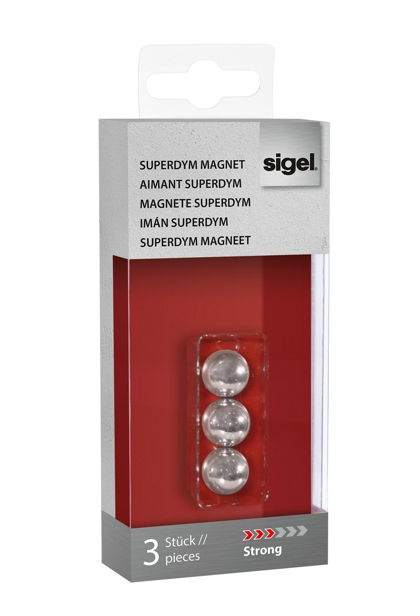 SIGEL Superdym Aimant 12,7mm GL702 stark argent, 3 pcs.
