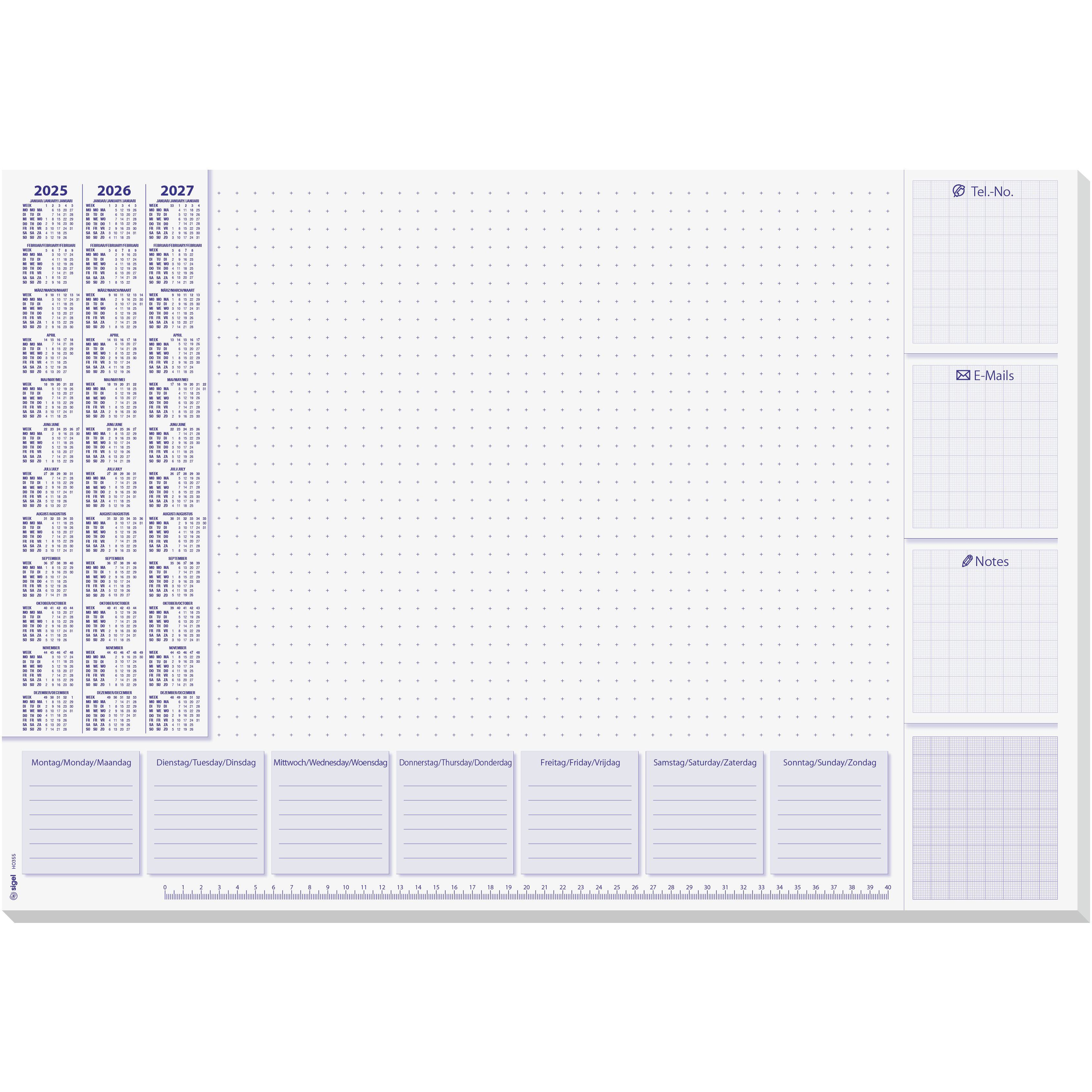 photo SIGEL Sous-main Lilac 2026-28 H6355 D/E/NL 30 feuilles 59.5x41cm