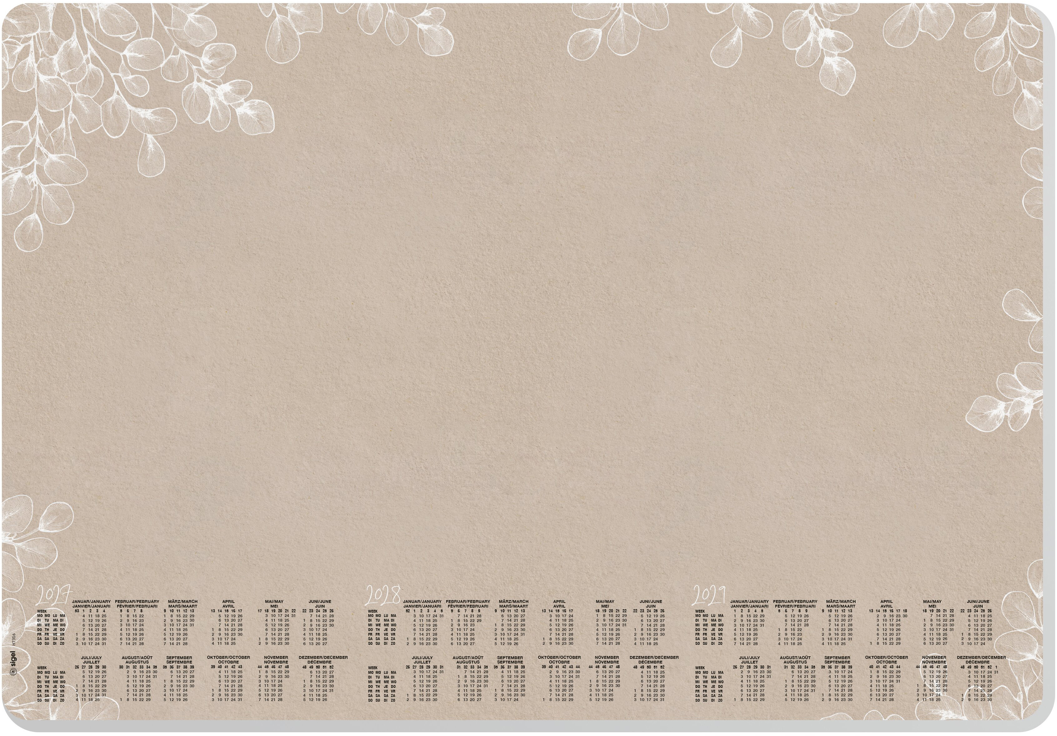SIGEL Schreibunterlage Natural 27-29 H7316 D/E/F/NL 30 Blatt 59.5x41cm
