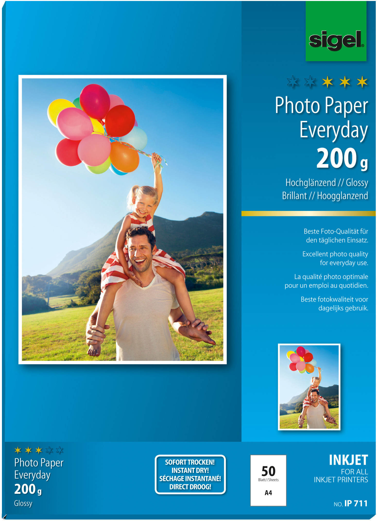 SIGEL InkJet Photo Paper A4 IP711 200g,glossy, blanc 50 feuilles