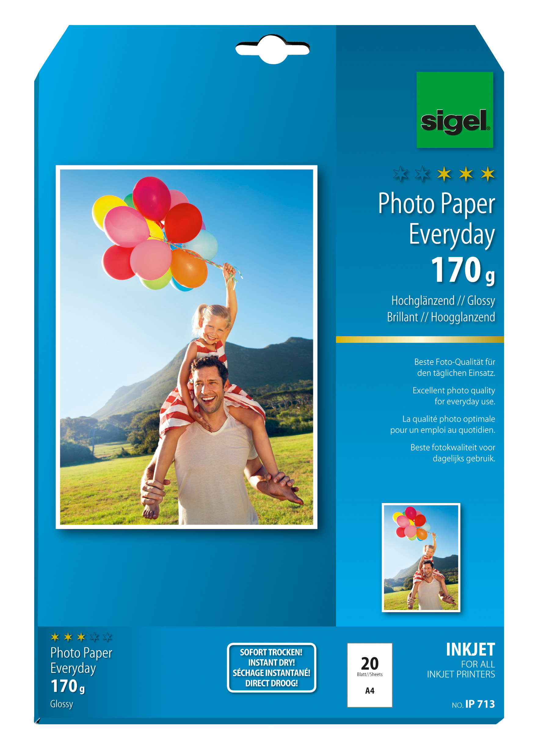 SIGEL InkJet Photo Paper Everyday A4 IP713 170g glossy 20 flls.