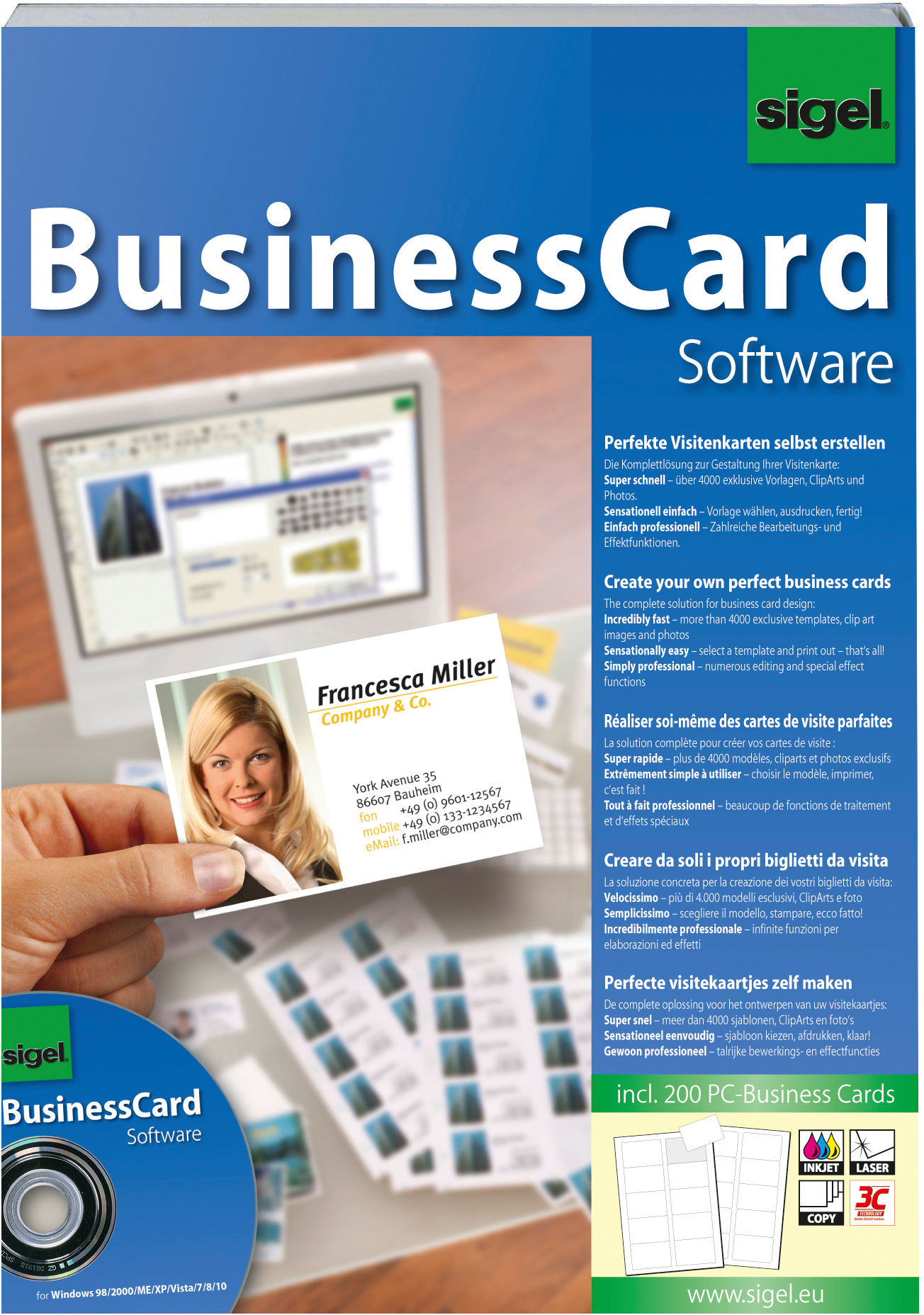 SIGEL CardDesigner plus CD SW670 Software DE 200 cartes