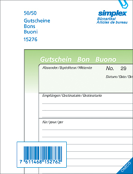 SIMPLEX Gutscheine A6 15276 grün/weiss 50x2 Blatt