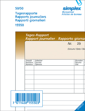 SIMPLEX Rapport journalier D/F/I A6 15551 brun/blanc 100x2 feuilles brun/blanc 100x2 feuilles