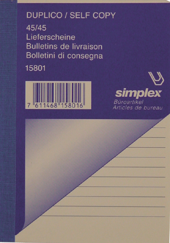 SIMPLEX Bon de livraison D/F/I A6 15801 blanc 50x2 feuilles