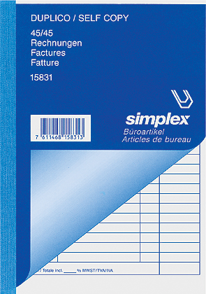 SIMPLEX Factures D/F/I A5 15831 blanc/jaune 45x2 feuilles