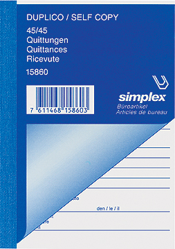 SIMPLEX Quittance D/F/I A6 15860 blanc/jaune 45x2 feuilles