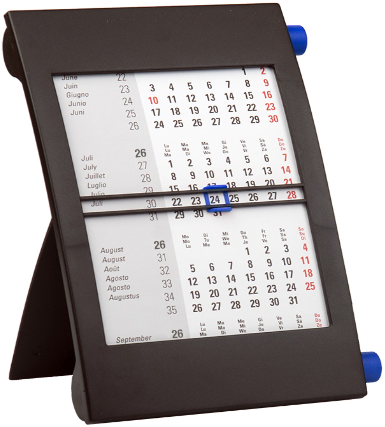 photo SIMPLEX Cal. de table 3 mois 2026/27 50013.26 3M/1P noir/bleu 11x18cm