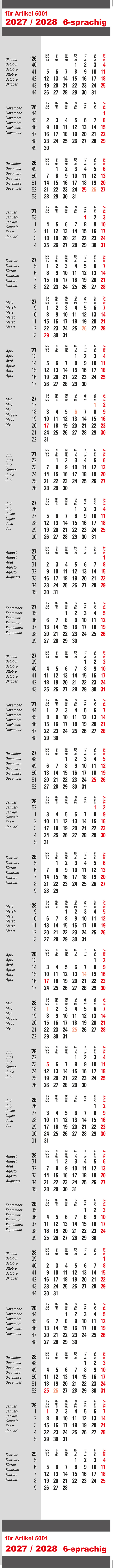 photo SIMPLEX Cal. Rempl. 3 mois 2027/28 50121.27 pour 2 ans ML 93x132cm