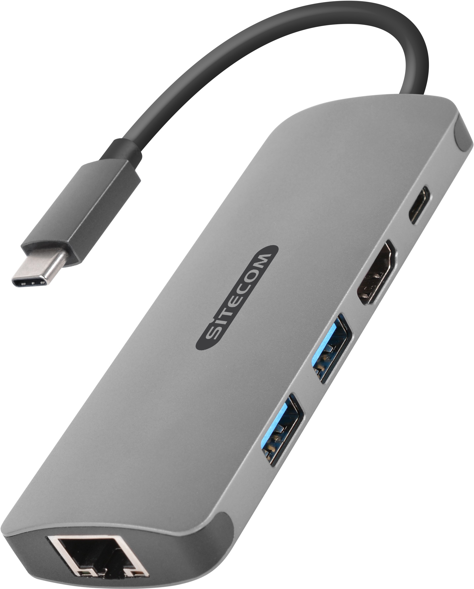 SITECOM USB-C to HDMI Adapter 1x GLAN CN-379 2x USB-A, 4K USB-C PD