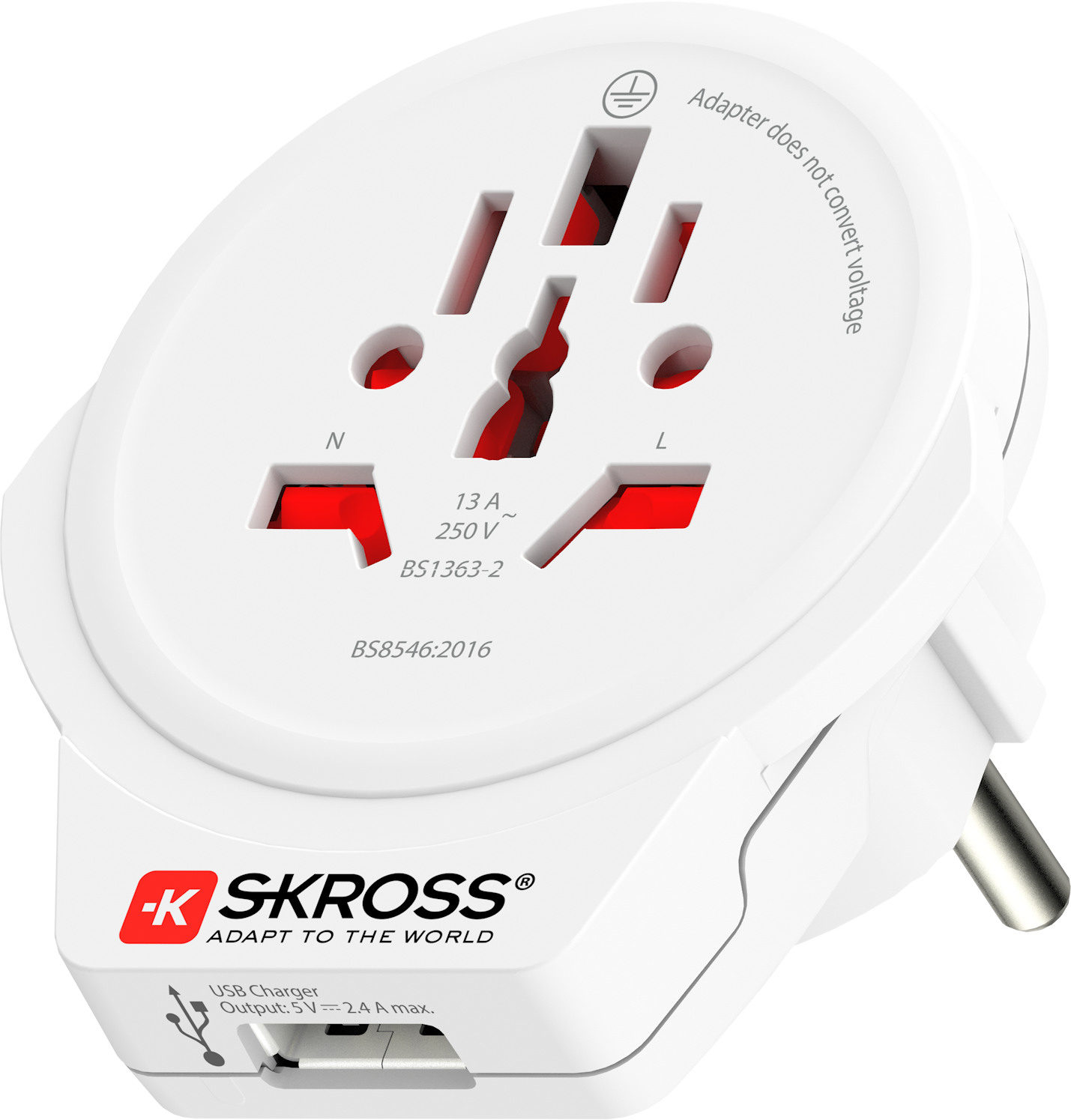 SKROSS Country Travel Adapter 1.500266 World to EU with USB white