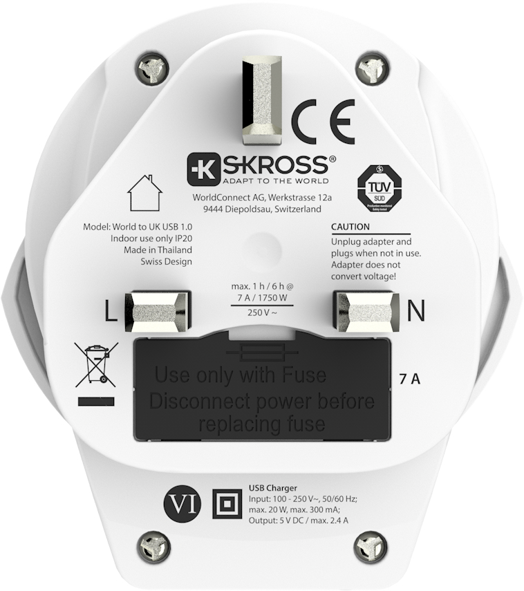 SKROSS Country Travel Adapter 1.500267 World to UK with USB