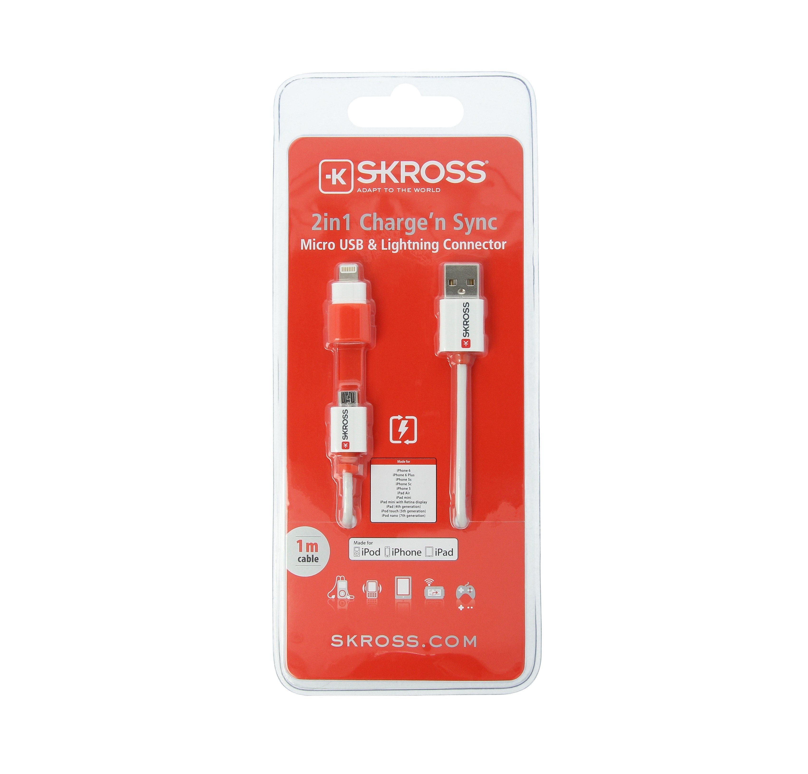 SKROSS Charge'n Sync - 2in1 2.700200E Micro-USB & Lightning white