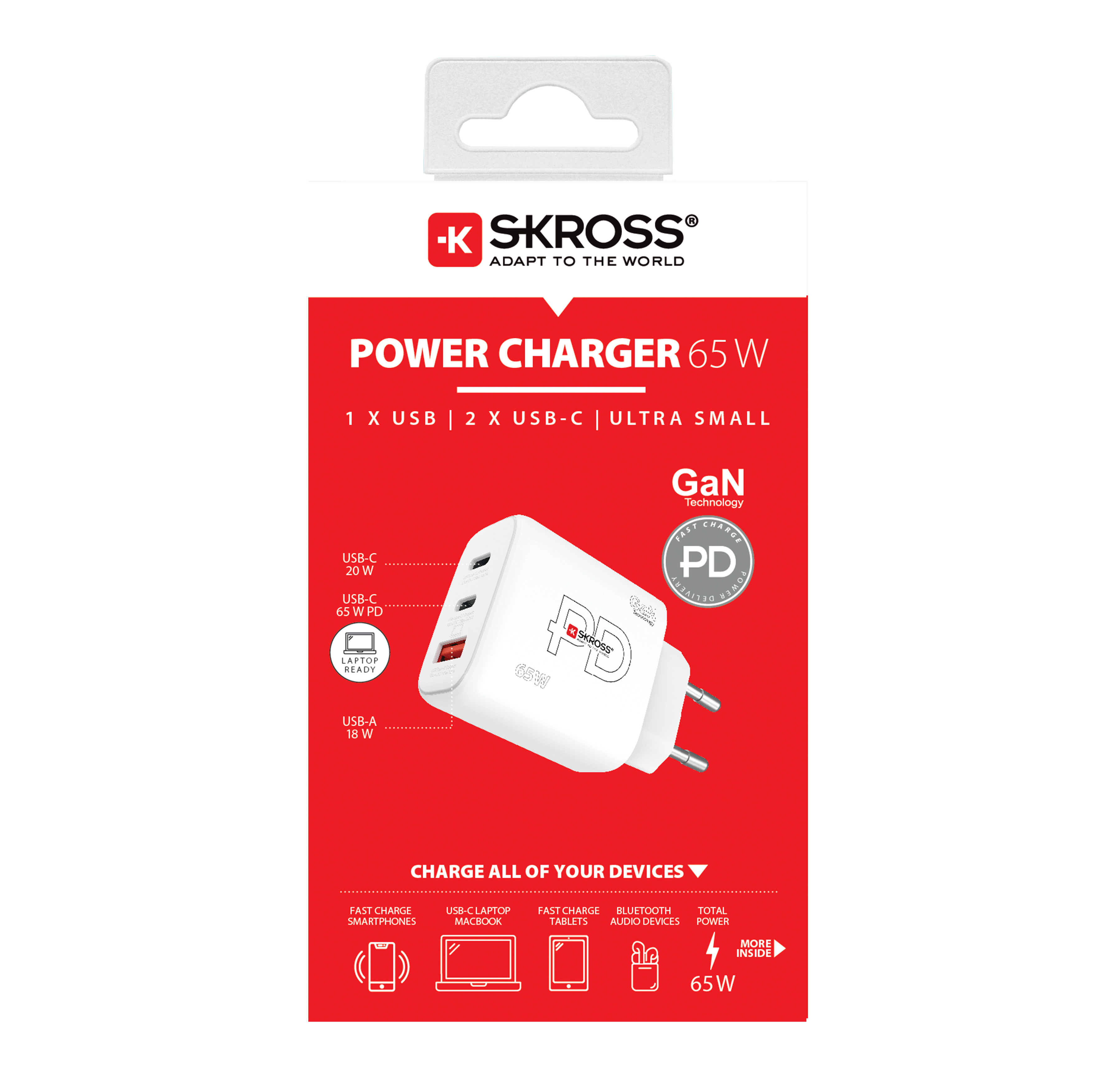 SKROSS Power Charger 65W GaN EU SKCH00116 2x USB C 1x USB A