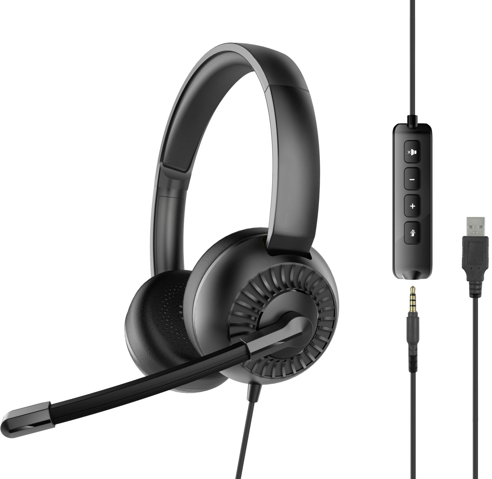 SPEEDLINK METIS USB Stereo Headset SL-870007-BK black, 3.5mm, USB Soundcard