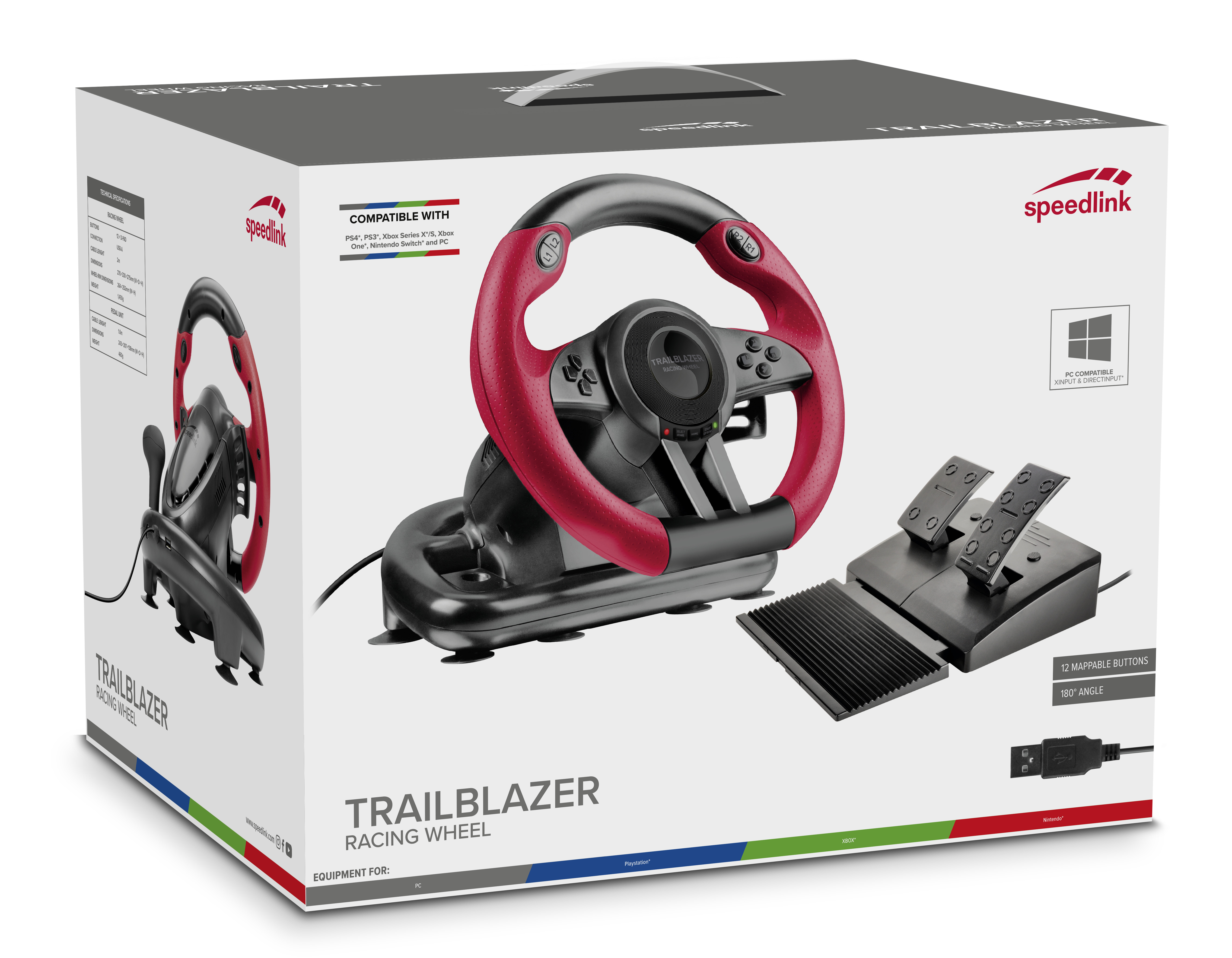 SPEEDLINK Racing Wheel TRAILBLAZER SL450500B Black for PS4/Xbox One/PS3 Black for PS4/Xbox One/PS3