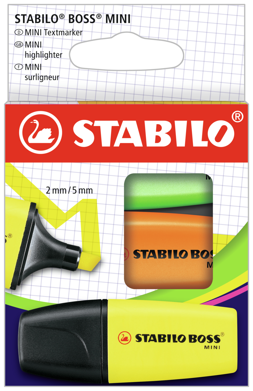 STABILO BOSS MINIpop 07/3-2-02 3 couleurs ass.