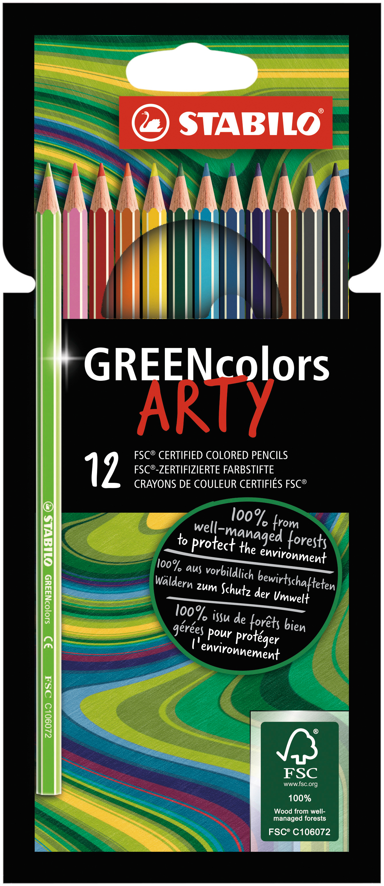 STABILO Farbstift ARTY 106019112 GREENcolors, 12 Stück