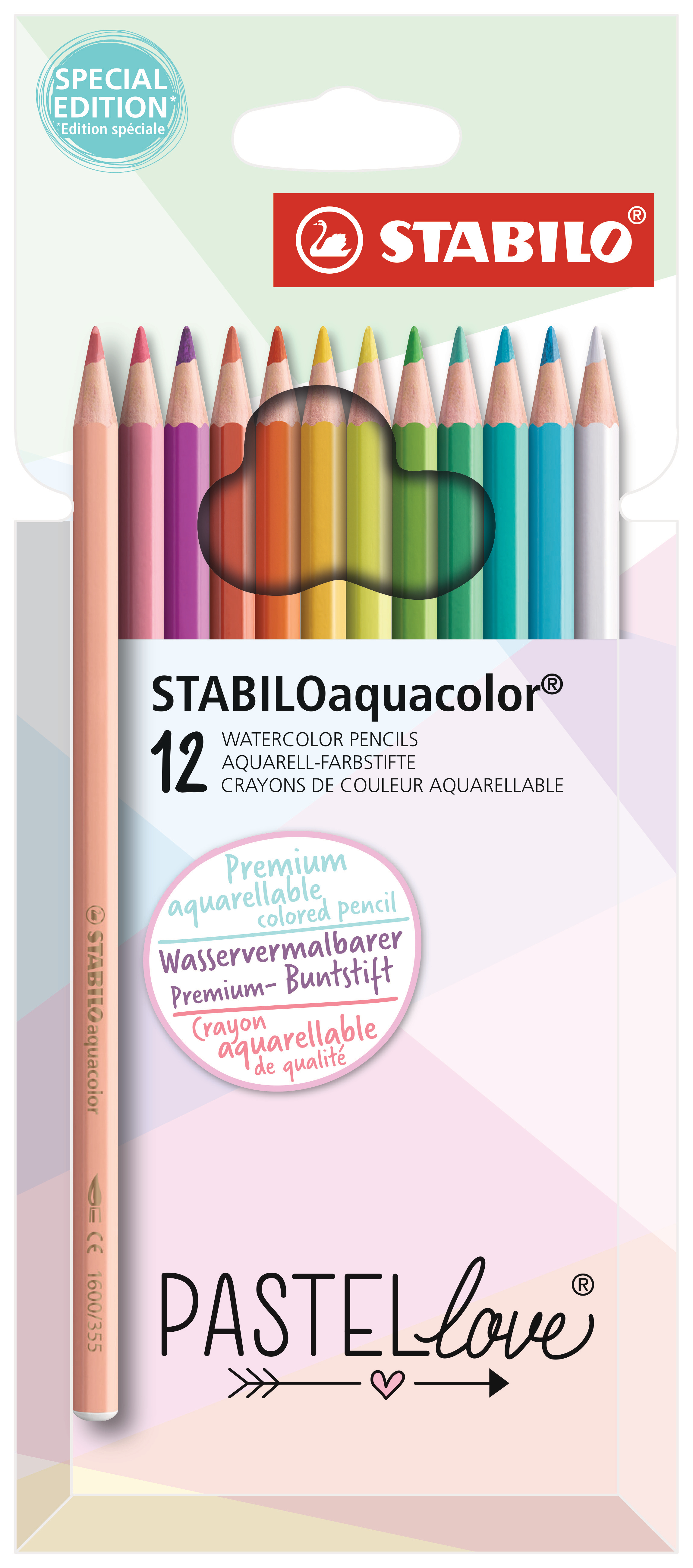 STABILO Crayon coul. Aquacolor 2.8mm 1612/7 Pastellove 12 pcs.