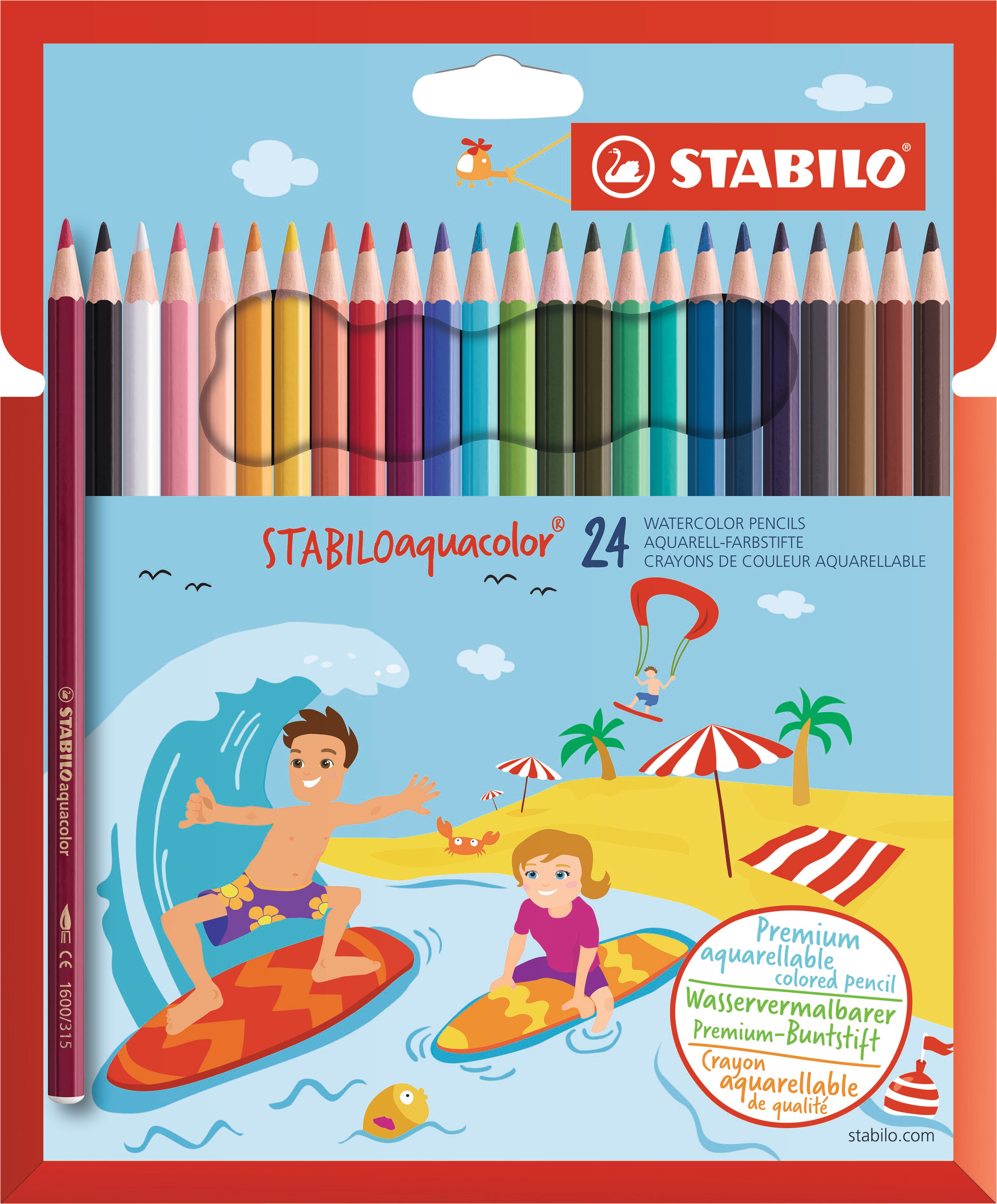 STABILO aquacolor Kids Design 16246 Etui, couleurs ass. 24 pcs. Etui, couleurs ass. 24 pcs.