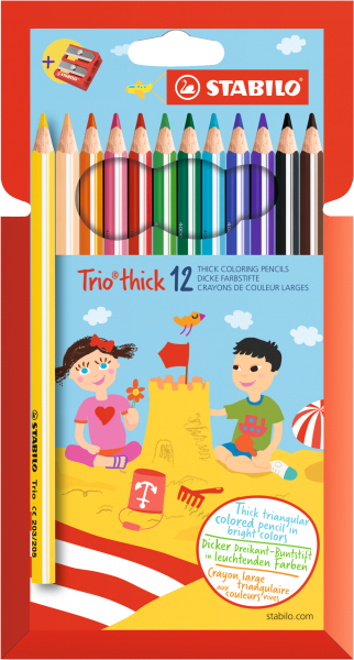 STABILO Crayon de couleur ergo. 4,2mm 203/212 Trio dick Taille-crayon 12pcs. Trio dick Taille-crayon