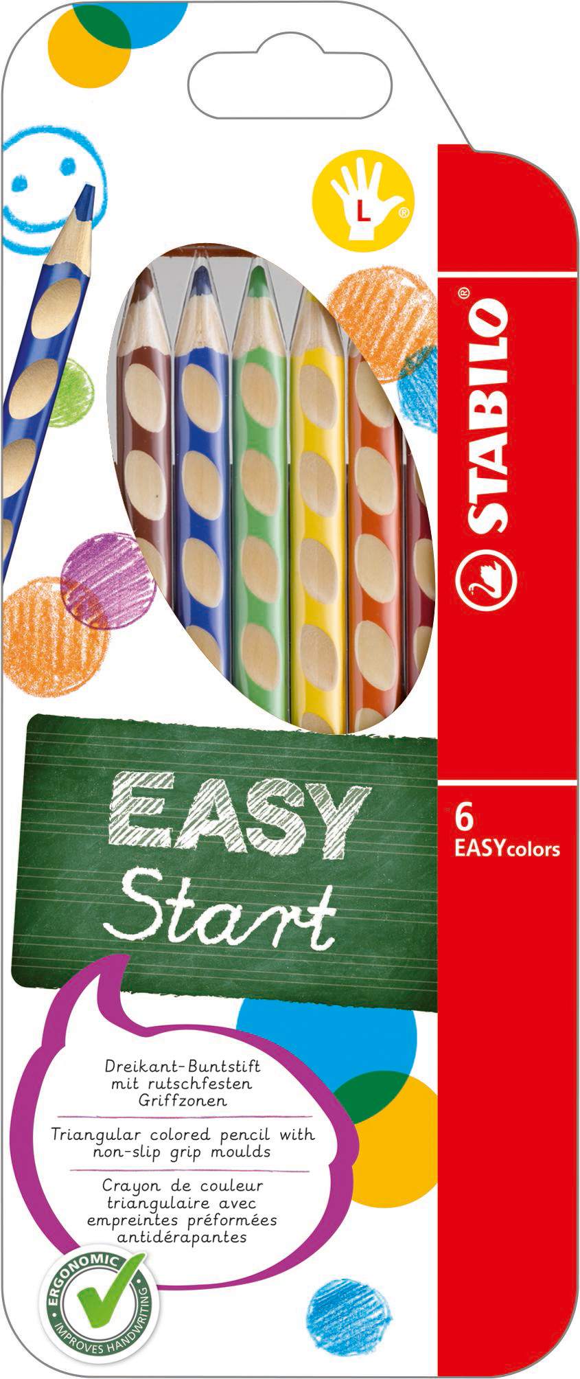 STABILO Crayon de couleur EASYcolors 331/6 6 couleurs L