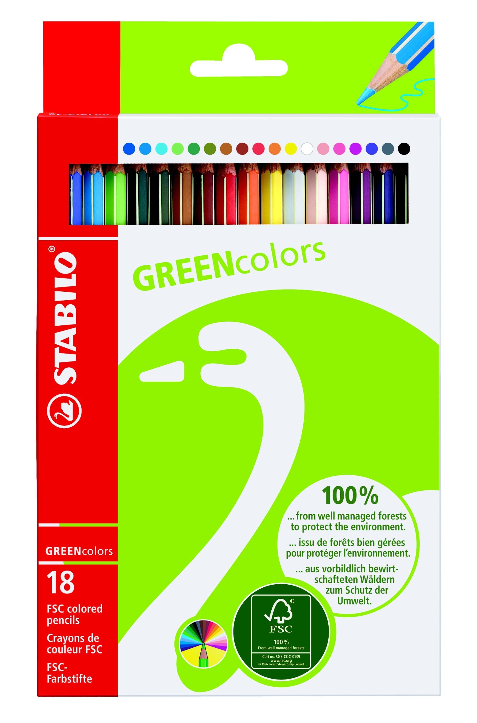 STABILO Crayon de couleur Greencolors 6019/2181 18 couleurs 18 couleurs